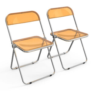 Chrome folding chairs.