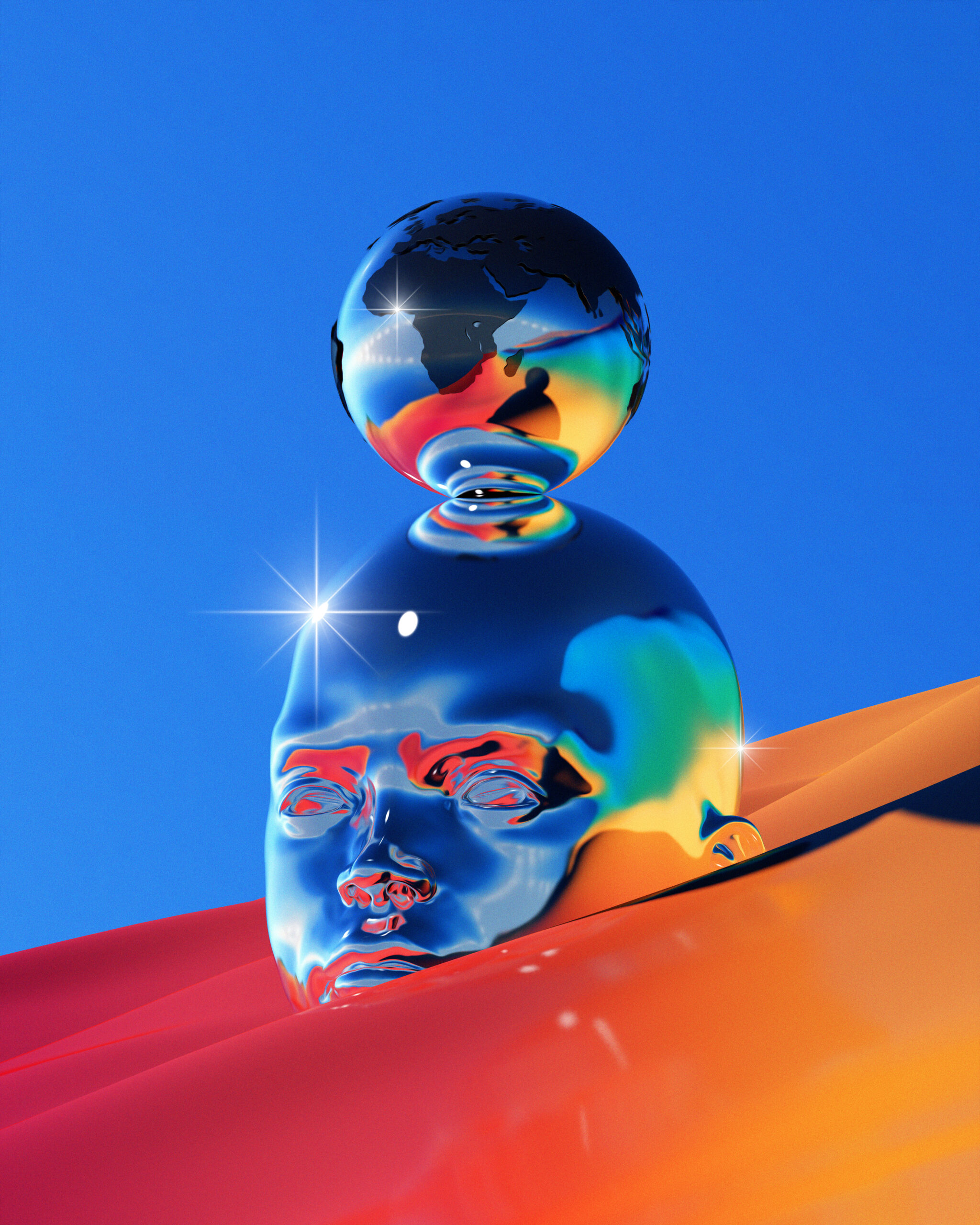 A chrome painting by David Alabo for MoAD