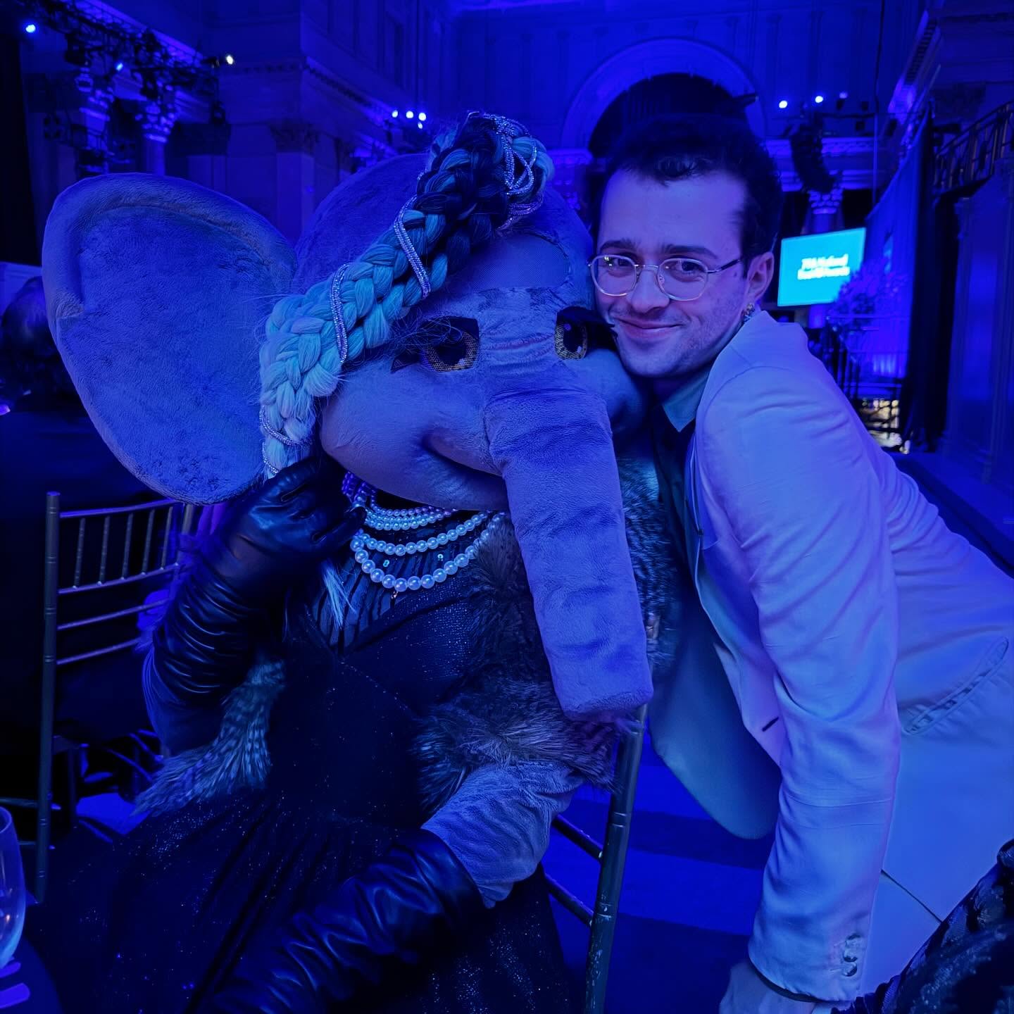 Jackson Howard poses with Ellie the Elephant 