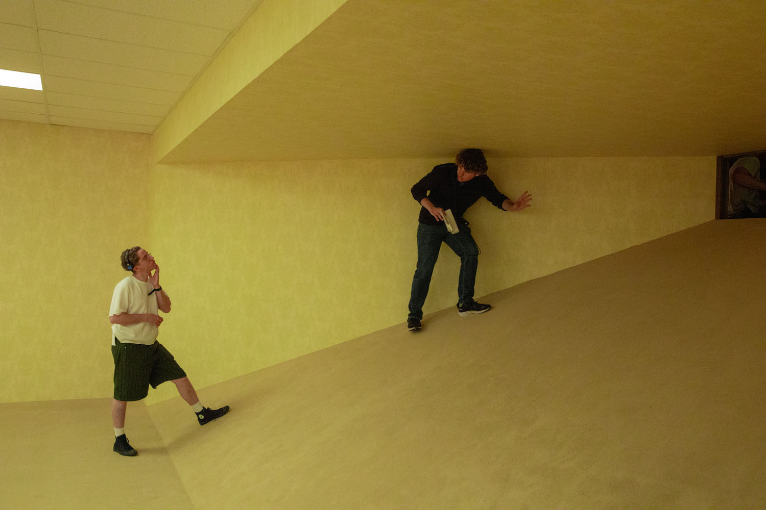 Director Kane Parsons on the set of Backrooms