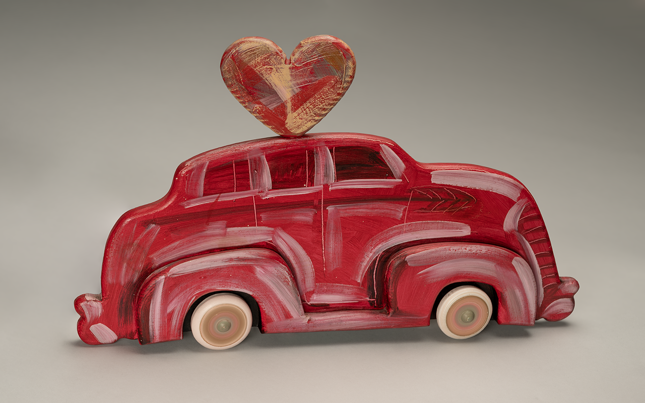 Frank Romero, Carro con Corazon (Rojo)