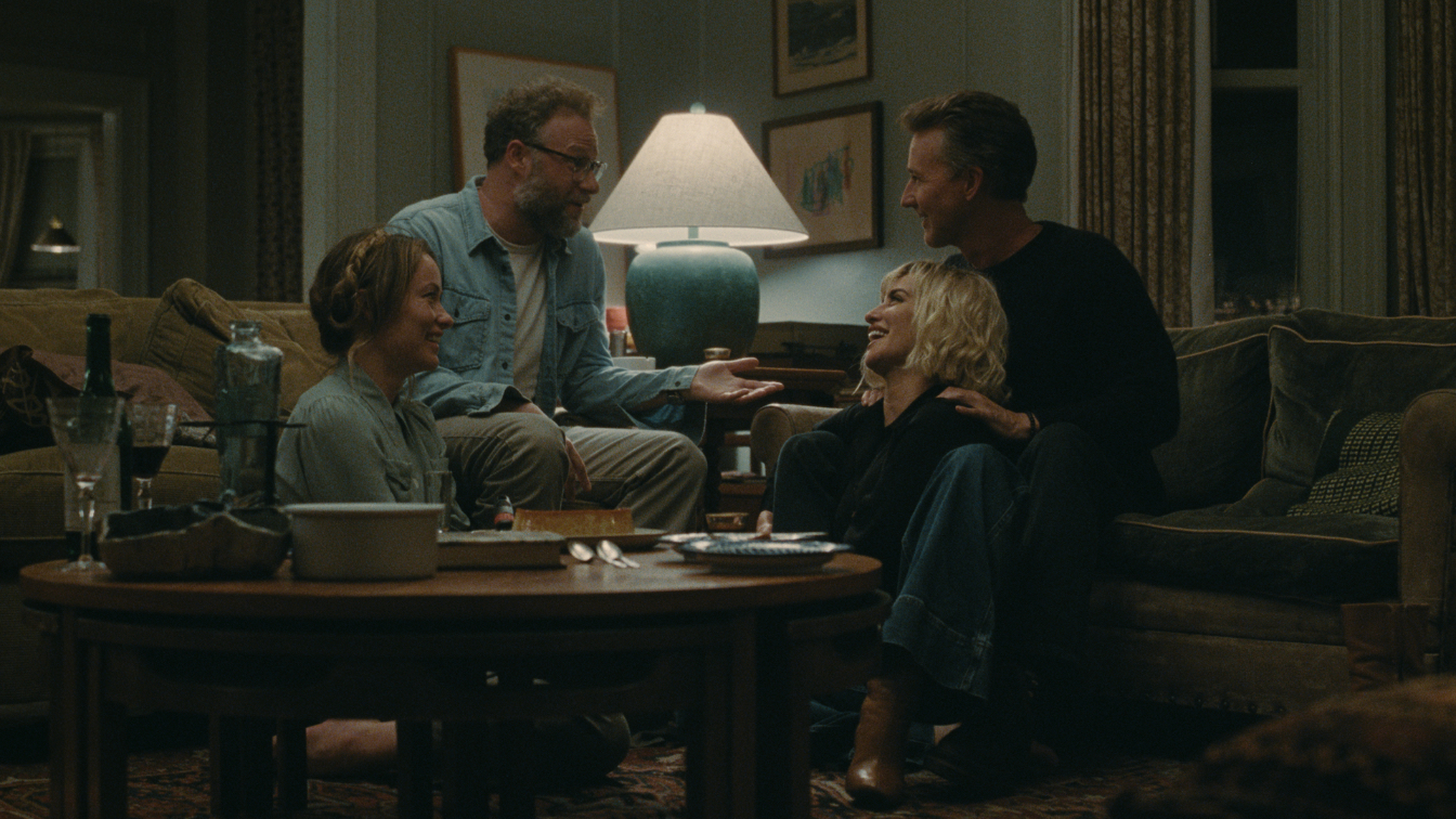 film-the-invite-olivia-wilde-movie-review Olivia Wilde, Seth Rogen, Penélope Cruz, and Edward Norton in The Invite from A24