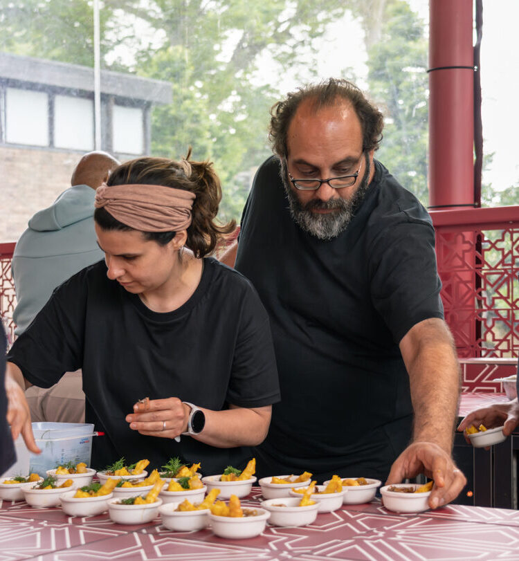 Noor Murad and Fadi Kattan within untitled 2026 (a gathering of remarkable people). Photo: Giuseppe Miotto / Marco Cappelletti Studio