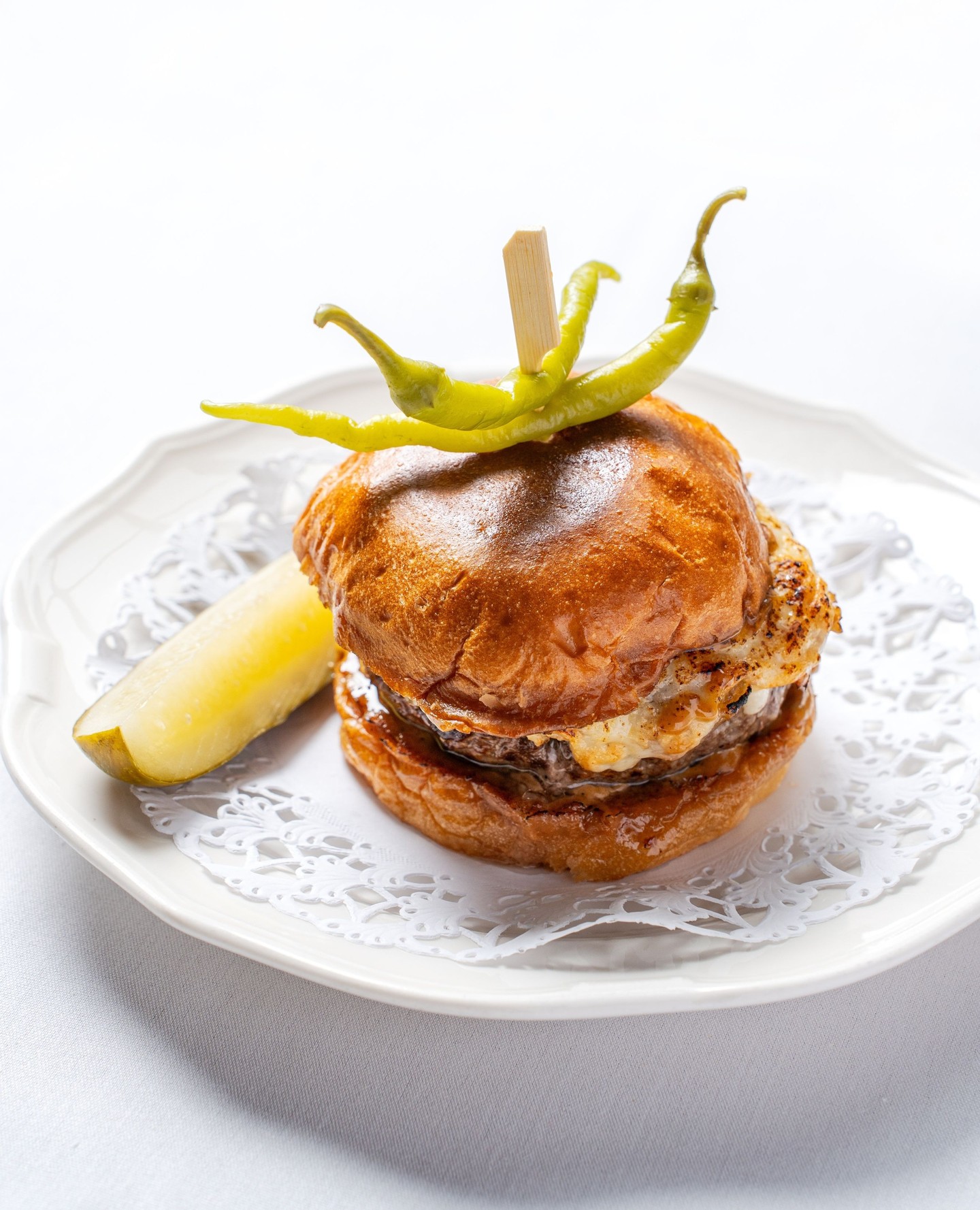 Burger au poivre at Le Crocodile in Williamsburg