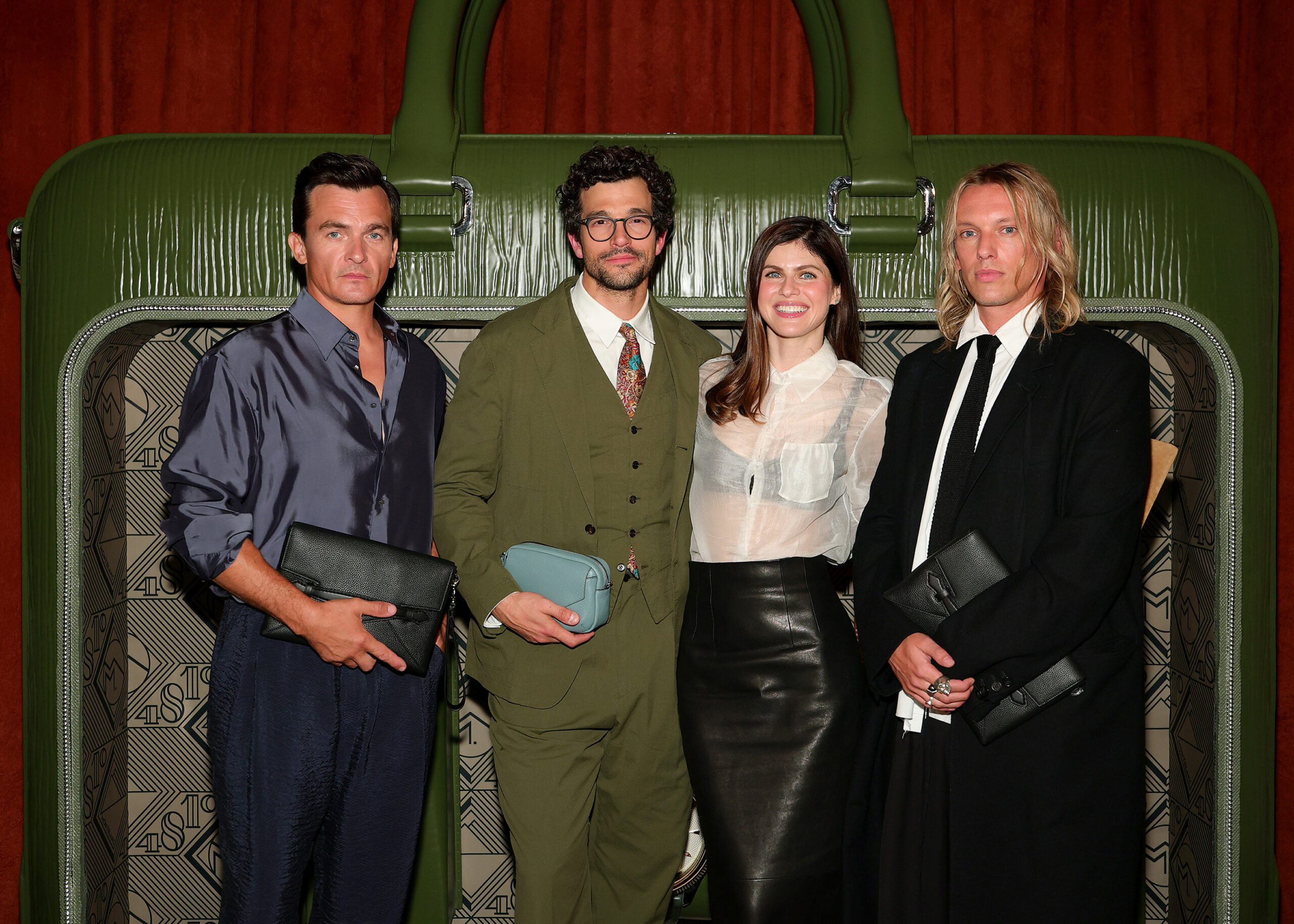 Actors Rupert Friend, Paul Anthony Kelly, Alexandra Daddario and Jamie Campbell Bower at Montblanc's 100 year centennial anniversary party during New York Fashion Week (NYFW) at Crane Club.
