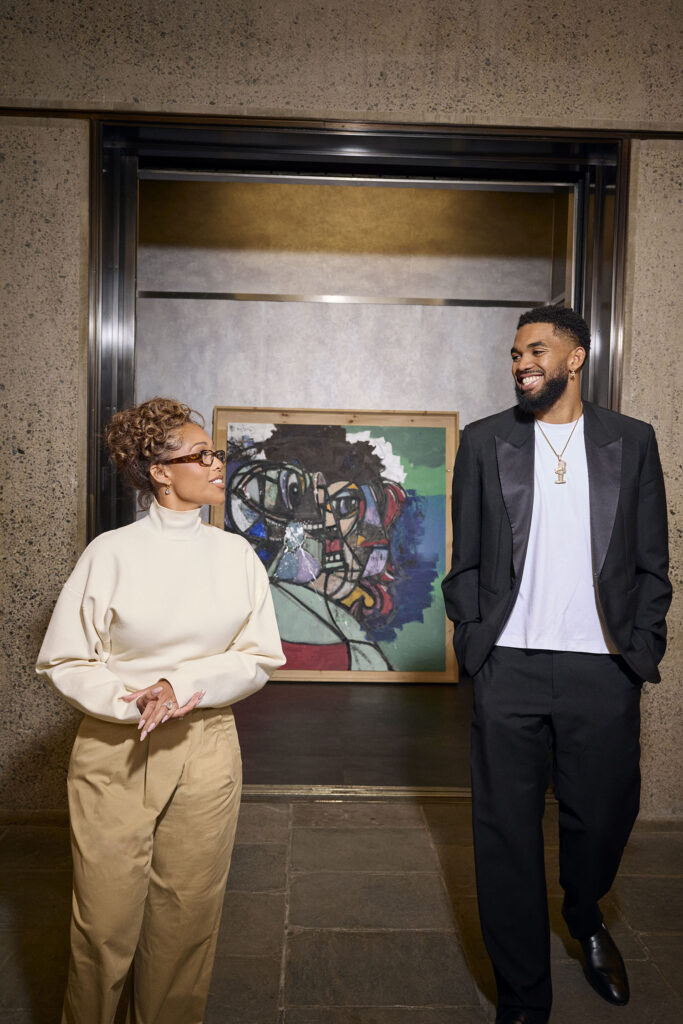 Karl-Anthony Towns and Jordyn Woods at Sotheby's in New York